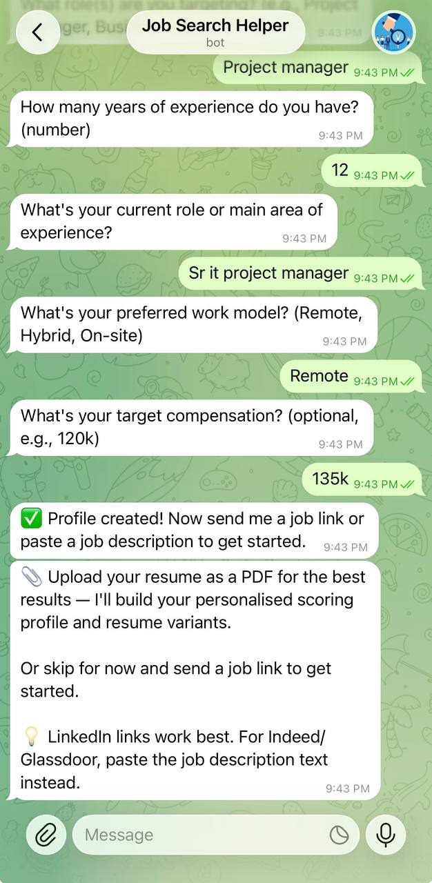 Career workflow profile intake screen