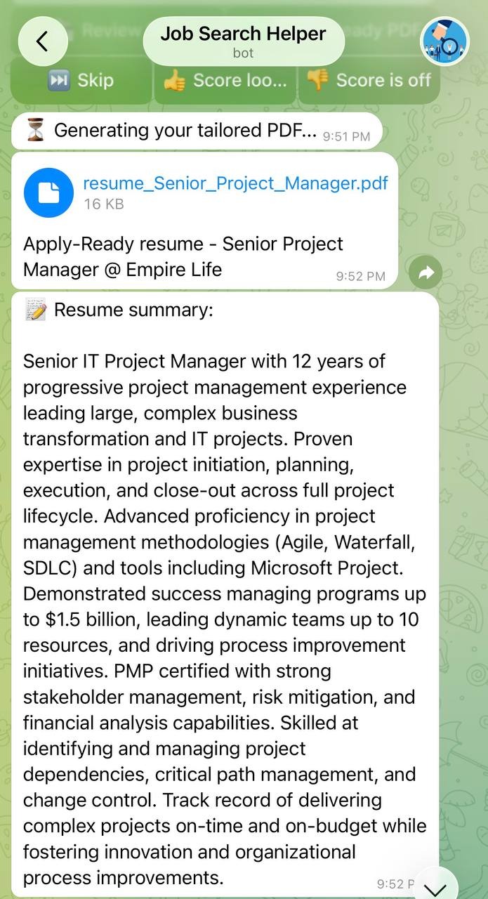 Career workflow resume delivery screen