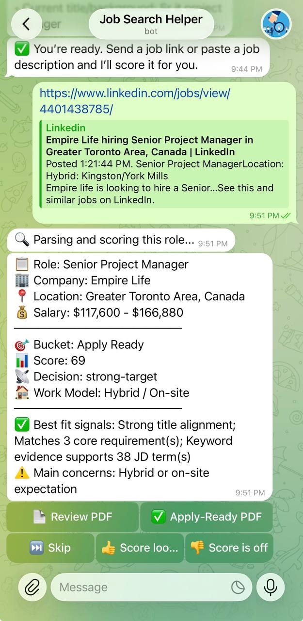 Career workflow score result screen